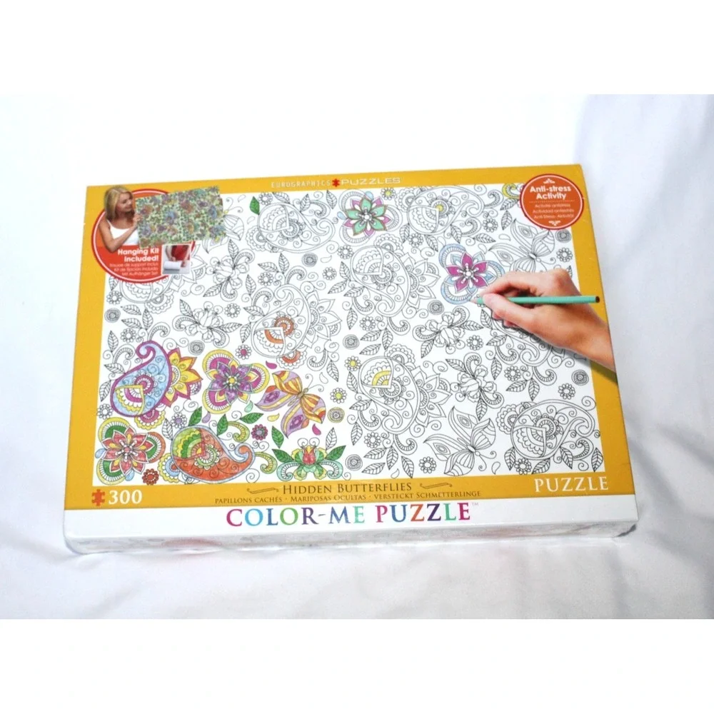 Color Me Puzzle Hidden Butterflies 300 Pc Eurographics Anti Stress Activity NEW